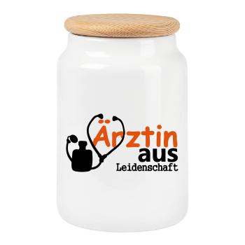Ärztin aus Leidenschaft Geschenk - Keksdose mit Holzdeckel - Weiß - Vorne