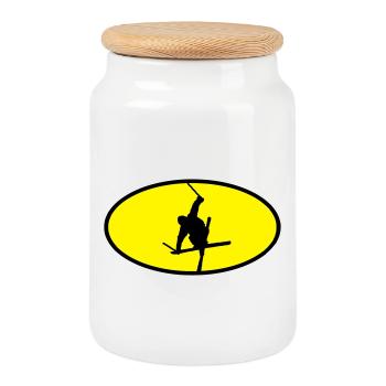Logo de freestyle ski - Boîte à biscuits avec couvercle en bois - blanc - Devant