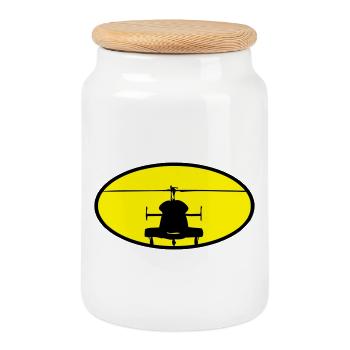 Hubschrauber Logo - Keksdose mit Holzdeckel - Weiß - Vorne