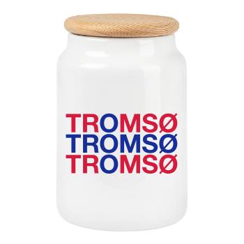 TROMSO Norway Norwegen Norge Norwegische Flagge - Keksdose mit Holzdeckel - Weiß - Vorne