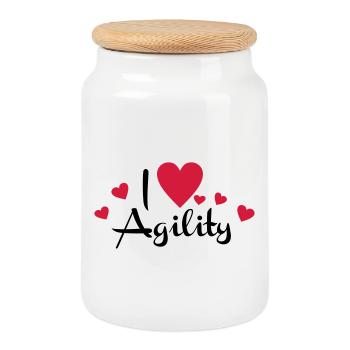 2541614 15923905 agility - Cookie Jar with Wooden Lid - white - Front