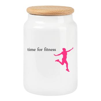 fitness - Keksdose mit Holzdeckel - Weiß - Vorne