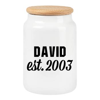 David est 2003 - Keksdose mit Holzdeckel - Weiß - Vorne