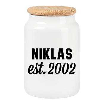 Niklas est 2002 - Keksdose mit Holzdeckel - Weiß - Vorne