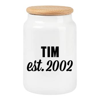 Tim est 2002 - Keksdose mit Holzdeckel - Weiß - Vorne