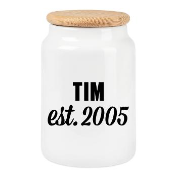 Tim est 2005 - Keksdose mit Holzdeckel - Weiß - Vorne