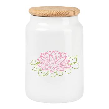 Grande fleur de lotus, lotus, lotus. - Boîte à biscuits avec couvercle en bois - blanc - Devant
