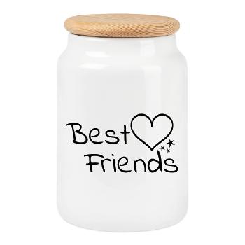 Best friends - Cookie Jar with Wooden Lid - white - Front