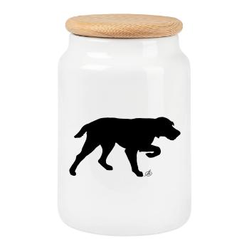 Chien d'arrêt - Boîte à biscuits avec couvercle en bois - blanc - Devant