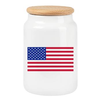 Drapeau américain - Boîte à biscuits avec couvercle en bois - blanc - Devant