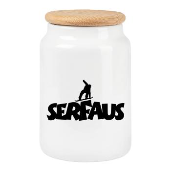 Serfaus Snowboard Snowboarding - Keksdose mit Holzdeckel - Weiß - Vorne