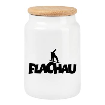 Flachau Snowboard Snowboarding - Keksdose mit Holzdeckel - Weiß - Vorne
