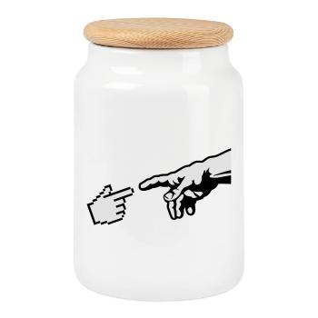 Main de dieu (Michel-Ange) La création d'Adam - Boîte à biscuits avec couvercle en bois - blanc - Devant