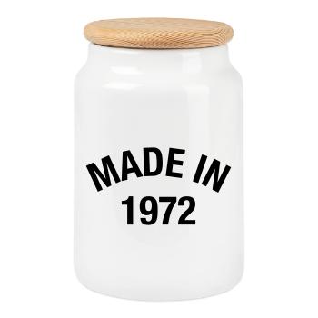 1972 Jahrgang 54. Geburtstag 54 Jahre alt - Keksdose mit Holzdeckel - Weiß - Vorne