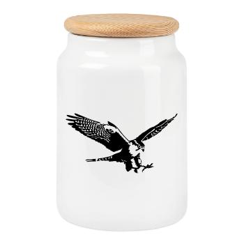 faucons - Boîte à biscuits avec couvercle en bois - blanc - Devant