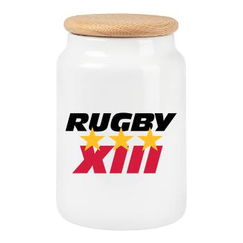 Rugby XIII - Cookie Jar with Wooden Lid - white - Front