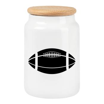 football - Keksdose mit Holzdeckel - Weiß - Vorne