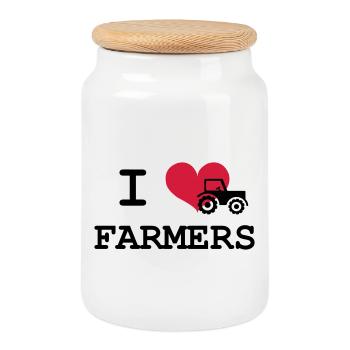 I Love Farmers - Cookie Jar with Wooden Lid - white - Front