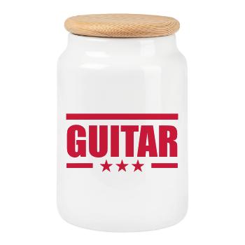 Guitar - Boîte à biscuits avec couvercle en bois - blanc - Devant