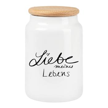 love of my life - Cookie Jar with Wooden Lid - white - Front