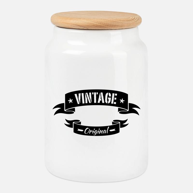 vintage - Keksdose mit Holzdeckel - Weiß