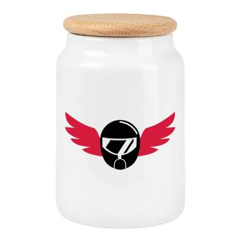 Karting / Kart / Go-Kart / Sport / Driver - Cookie Jar with Wooden Lid - white - Front
