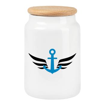 Seemann / Boot / Marine / Meer / Fischer - Keksdose mit Holzdeckel - Weiß - Vorne