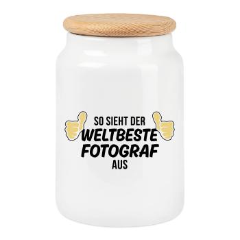der weltbeste fotograf - Keksdose mit Holzdeckel - Weiß - Vorne