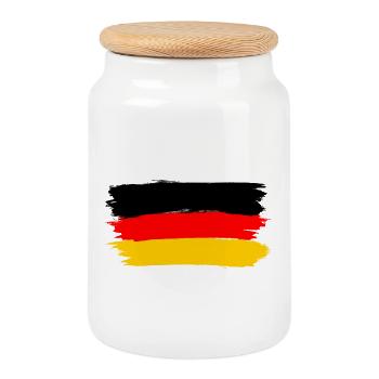 Drapeau de l’Allemagne ✅ Drapeau de l’Allemagne ✔ - Boîte à biscuits avec couvercle en bois - blanc - Devant