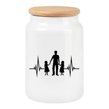 2 daughters pulse - Cookie Jar with Wooden Lid - white - Front