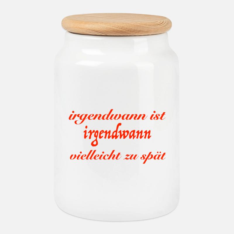 sometime - Cookie Jar with Wooden Lid - white