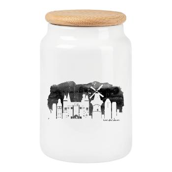 Awaiting Design - Cookie Jar with Wooden Lid - white - Front