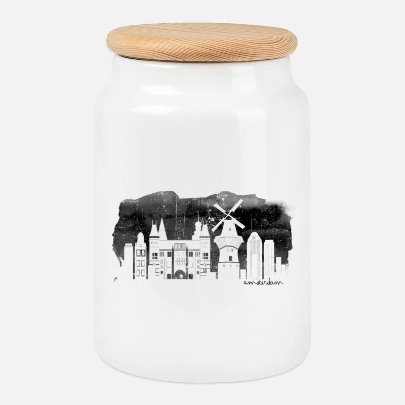 Awaiting Design - Cookie Jar with Wooden Lid - white