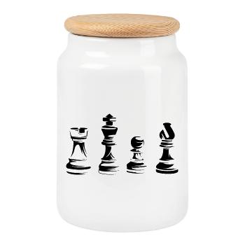 Pièces d’échecs Symboles Joueur Club Club Vecteur - Boîte à biscuits avec couvercle en bois - blanc - Devant