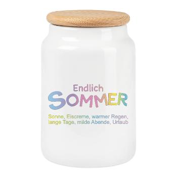 Endlich Sommer: Pastellfarben - Keksdose mit Holzdeckel - Weiß - Vorne