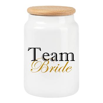 T-shirt Team Bride cadeau de mariage en or Bachelor - Boîte à biscuits avec couvercle en bois - blanc - Devant