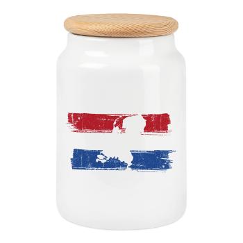 Portrait au pinceau tricolore - Boîte à biscuits avec couvercle en bois - blanc - Devant