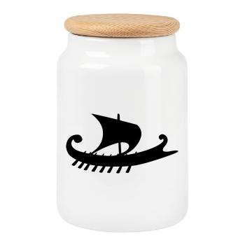 Empuriabrava Bateau w - Boîte à biscuits avec couvercle en bois - blanc - Devant