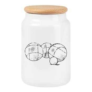 Boules de boules pour joueurs de pétanque - Boîte à biscuits avec couvercle en bois - blanc - Devant