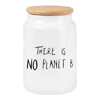 There is NO Planet B - Keksdose mit Holzdeckel - Weiß - Vorne