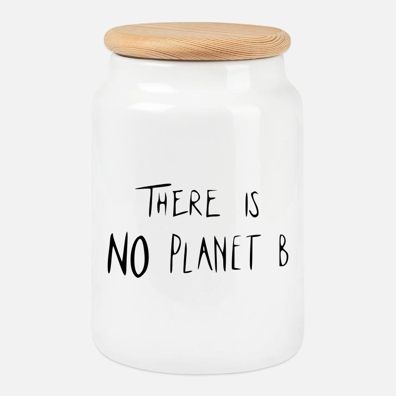 There is NO Planet B - Keksdose mit Holzdeckel - Weiß
