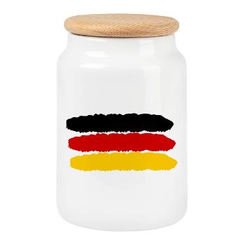 Germany colors black red gold - Cookie Jar with Wooden Lid - white - Front