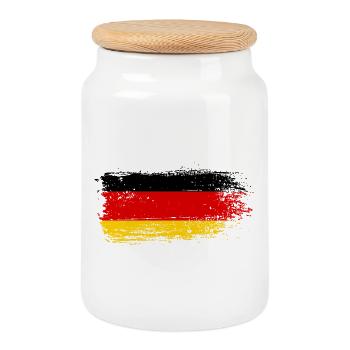 Brushstroke German Flag - Cookie Jar with Wooden Lid - white - Front
