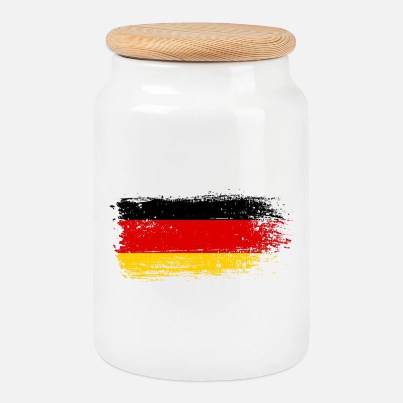 Pinselstrich Deutsche Flagge - Keksdose mit Holzdeckel - Weiß