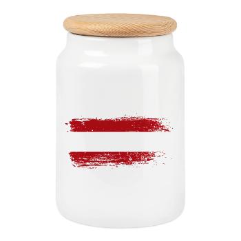 Triple Red X Stripes - Cookie Jar with Wooden Lid - white - Front