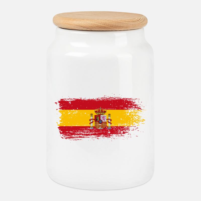 Wappen der spanischen Flagge Splash - Keksdose mit Holzdeckel - Weiß