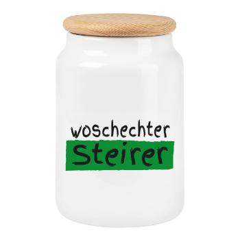 Woschechter Steirer, Steiermark, Mundart, Dialekt - Keksdose mit Holzdeckel - Weiß - Vorne