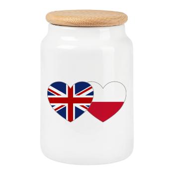 Großbritannien Polen Flagge Herz - Keksdose mit Holzdeckel - Weiß - Vorne