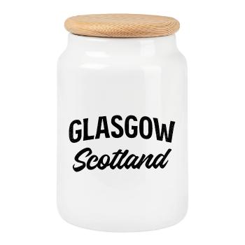 Glasgow Écosse - Boîte à biscuits avec couvercle en bois - blanc - Devant