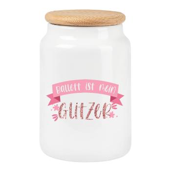 Ballett tanzen Glitzer Ballerina Tänzerin Geschenk - Keksdose mit Holzdeckel - Weiß - Vorne